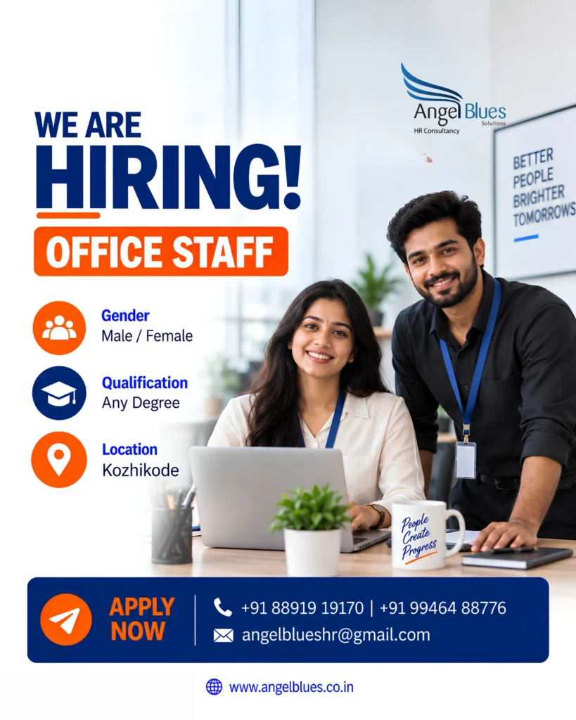 Angelblue hiring office staff kozhikode